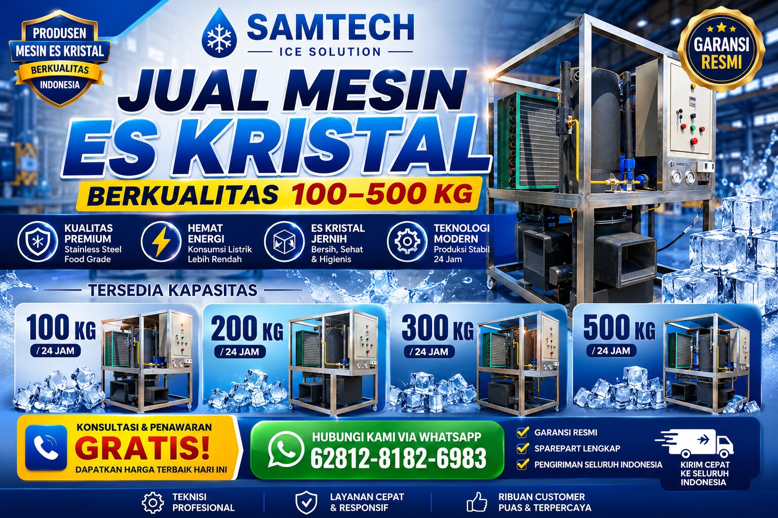Jual Mesin Es Kristal Berkualitas 100–500 Kg | SAMTECH Official
